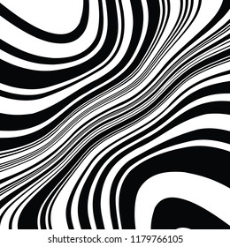 Abstract Vector Background of Waves, Line Stripes Irregular Wave Background, Abstract Minimal Design, Stylized Flowing Water 3d Illusion, Graphic Line Art