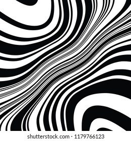 Abstract Vector Background of Waves, Line Stripes Irregular Wave Background, Abstract Minimal Design, Stylized Flowing Water 3d Illusion, Graphic Line Art