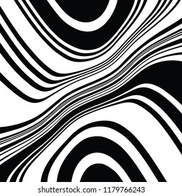 Abstract Vector Background of Waves, Line Stripes Irregular Wave Background, Abstract Minimal Design, Stylized Flowing Water 3d Illusion, Graphic Line Art