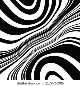 Abstract Vector Background of Waves, Line Stripes Irregular Wave Background, Abstract Minimal Design, Stylized Flowing Water 3d Illusion, Graphic Line Art