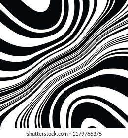 Abstract Vector Background of Waves, Line Stripes Irregular Wave Background, Abstract Minimal Design, Stylized Flowing Water 3d Illusion, Graphic Line Art