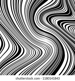Abstract Vector Background of Waves, Line Stripes Irregular Wave Background, Abstract Minimal Design, Stylized Flowing Water 3d Illusion, Graphic Line Art
