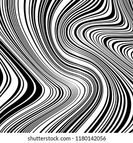 Abstract Vector Background of Waves, Line Stripes Irregular Wave Background, Abstract Minimal Design, Stylized Flowing Water 3d Illusion, Graphic Line Art