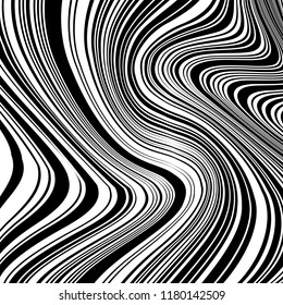 Abstract Vector Background of Waves, Line Stripes Irregular Wave Background, Abstract Minimal Design, Stylized Flowing Water 3d Illusion, Graphic Line Art