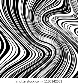 Abstract Vector Background of Waves, Line Stripes Irregular Wave Background, Abstract Minimal Design, Stylized Flowing Water 3d Illusion, Graphic Line Art