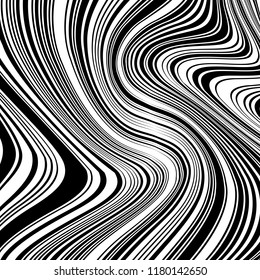 Abstract Vector Background of Waves, Line Stripes Irregular Wave Background, Abstract Minimal Design, Stylized Flowing Water 3d Illusion, Graphic Line Art