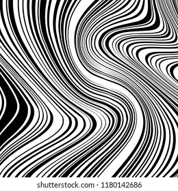 Abstract Vector Background of Waves, Line Stripes Irregular Wave Background, Abstract Minimal Design, Stylized Flowing Water 3d Illusion, Graphic Line Art