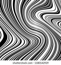 Abstract Vector Background of Waves, Line Stripes Irregular Wave Background, Abstract Minimal Design, Stylized Flowing Water 3d Illusion, Graphic Line Art