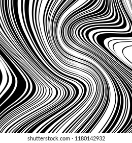 Abstract Vector Background of Waves, Line Stripes Irregular Wave Background, Abstract Minimal Design, Stylized Flowing Water 3d Illusion, Graphic Line Art