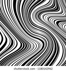 Abstract Vector Background of Waves, Line Stripes Irregular Wave Background, Abstract Minimal Design, Stylized Flowing Water 3d Illusion, Graphic Line Art