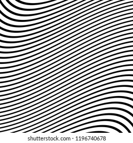 Abstract Vector Background of Waves, Line Stripes Irregular Wave Background, Abstract Minimal Design, Stylized Flowing Water 3d Illusion, Graphic Line Art