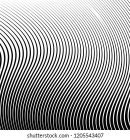 Abstract Vector Background of Waves, Line Stripes Irregular Wave Background, Abstract Minimal Design, Stylized Flowing Water 3d Illusion, Graphic Line Art