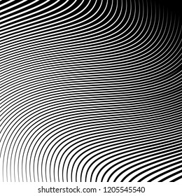 Abstract Vector Background of Waves, Line Stripes Irregular Wave Background, Abstract Minimal Design, Stylized Flowing Water 3d Illusion, Graphic Line Art