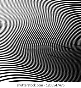 Abstract Vector Background of Waves, Line Stripes Irregular Wave Background, Abstract Minimal Design, Stylized Flowing Water 3d Illusion, Graphic Line Art