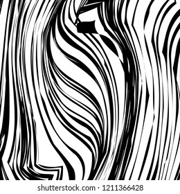 Abstract Vector Background of Waves, Line Stripes Irregular Wave Background, Abstract Minimal Design, Stylized Flowing Water 3d Illusion, Graphic Line Art