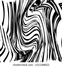 Abstract Vector Background of Waves, Line Stripes Irregular Wave Background, Abstract Minimal Design, Stylized Flowing Water 3d Illusion, Graphic Line Art