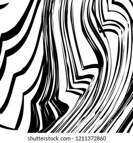 Abstract Vector Background of Waves, Line Stripes Irregular Wave Background, Abstract Minimal Design, Stylized Flowing Water 3d Illusion, Graphic Line Art