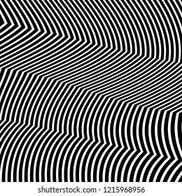 Abstract Vector Background of Waves, Line Stripes Irregular Wave Background, Abstract Minimal Design, Stylized Flowing Water 3d Illusion, Graphic Line Art