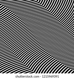 Abstract Vector Background of Waves, Line Stripes Irregular Wave Background, Abstract Minimal Design, Stylized Flowing Water 3d Illusion, Graphic Line Art