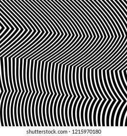 Abstract Vector Background of Waves, Line Stripes Irregular Wave Background, Abstract Minimal Design, Stylized Flowing Water 3d Illusion, Graphic Line Art