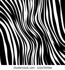 Abstract Vector Background of Waves, Line Stripes Irregular Wave Background, Abstract Minimal Design, Stylized Flowing Water 3d Illusion, Graphic Line Art