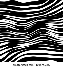 Abstract Vector Background of Waves, Line Stripes Irregular Wave Background, Abstract Minimal Design, Stylized Flowing Water 3d Illusion, Graphic Line Art