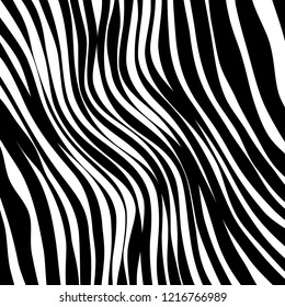 Abstract Vector Background of Waves, Line Stripes Irregular Wave Background, Abstract Minimal Design, Stylized Flowing Water 3d Illusion, Graphic Line Art