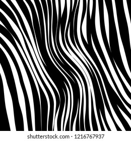 Abstract Vector Background of Waves, Line Stripes Irregular Wave Background, Abstract Minimal Design, Stylized Flowing Water 3d Illusion, Graphic Line Art