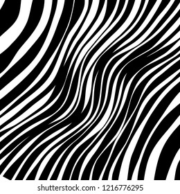 Abstract Vector Background of Waves, Line Stripes Irregular Wave Background, Abstract Minimal Design, Stylized Flowing Water 3d Illusion, Graphic Line Art