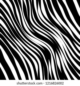 Abstract Vector Background of Waves, Line Stripes Irregular Wave Background, Abstract Minimal Design, Stylized Flowing Water 3d Illusion, Graphic Line Art