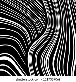 Abstract Vector Background of Waves, Line Stripes Irregular Wave Background, Abstract Minimal Design, Stylized Flowing Water 3d Illusion, Graphic Line Art