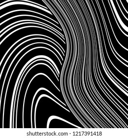 Abstract Vector Background of Waves, Line Stripes Irregular Wave Background, Abstract Minimal Design, Stylized Flowing Water 3d Illusion, Graphic Line Art