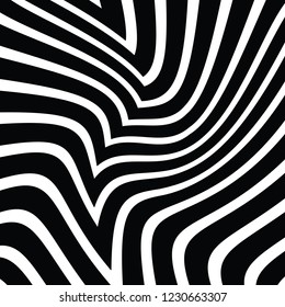 Abstract Vector Background of Waves, Line Stripes Irregular Wave Background, Abstract Minimal Design, Stylized Flowing Water 3d Illusion, Graphic Line Art