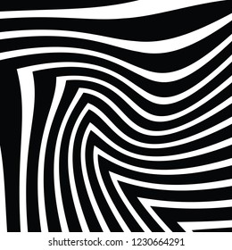 Abstract Vector Background of Waves, Line Stripes Irregular Wave Background, Abstract Minimal Design, Stylized Flowing Water 3d Illusion, Graphic Line Art