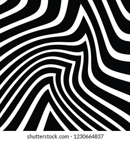 Abstract Vector Background of Waves, Line Stripes Irregular Wave Background, Abstract Minimal Design, Stylized Flowing Water 3d Illusion, Graphic Line Art