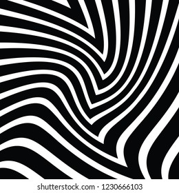 Abstract Vector Background of Waves, Line Stripes Irregular Wave Background, Abstract Minimal Design, Stylized Flowing Water 3d Illusion, Graphic Line Art