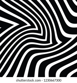 Abstract Vector Background of Waves, Line Stripes Irregular Wave Background, Abstract Minimal Design, Stylized Flowing Water 3d Illusion, Graphic Line Art