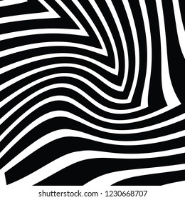 Abstract Vector Background of Waves, Line Stripes Irregular Wave Background, Abstract Minimal Design, Stylized Flowing Water 3d Illusion, Graphic Line Art