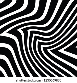 Abstract Vector Background of Waves, Line Stripes Irregular Wave Background, Abstract Minimal Design, Stylized Flowing Water 3d Illusion, Graphic Line Art