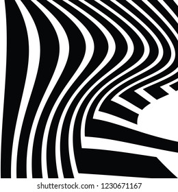 Abstract Vector Background of Waves, Line Stripes Irregular Wave Background, Abstract Minimal Design, Stylized Flowing Water 3d Illusion, Graphic Line Art
