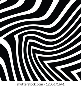 Abstract Vector Background of Waves, Line Stripes Irregular Wave Background, Abstract Minimal Design, Stylized Flowing Water 3d Illusion, Graphic Line Art
