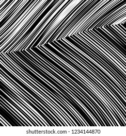 Abstract Vector Background of Waves, Line Stripes Irregular Wave Background, Abstract Minimal Design, Stylized Flowing Water 3d Illusion, Graphic Line Art