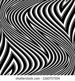 Abstract Vector Background of Waves, Line Stripes Irregular Wave Background, Abstract Minimal Design, Stylized Flowing Water 3d Illusion, Graphic Line Art
