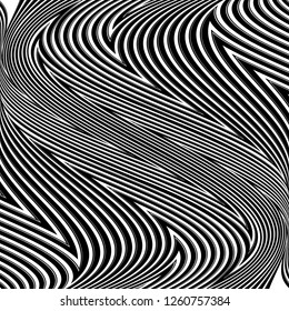 Abstract Vector Background of Waves, Line Stripes Irregular Wave Background, Abstract Minimal Design, Stylized Flowing Water 3d Illusion, Graphic Line Art
