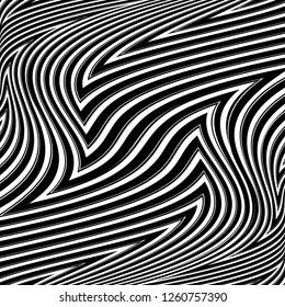Abstract Vector Background of Waves, Line Stripes Irregular Wave Background, Abstract Minimal Design, Stylized Flowing Water 3d Illusion, Graphic Line Art
