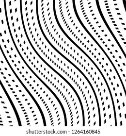 Abstract Vector Background of Waves, Line Stripes Irregular Wave Background, Abstract Minimal Design, Stylized Flowing Water 3d Illusion, Graphic Line Art