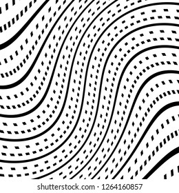 Abstract Vector Background of Waves, Line Stripes Irregular Wave Background, Abstract Minimal Design, Stylized Flowing Water 3d Illusion, Graphic Line Art