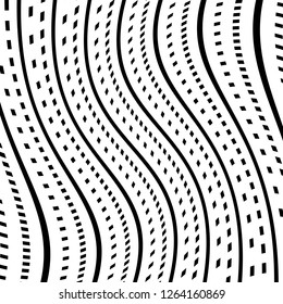 Abstract Vector Background of Waves, Line Stripes Irregular Wave Background, Abstract Minimal Design, Stylized Flowing Water 3d Illusion, Graphic Line Art