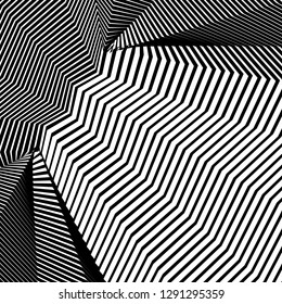 Abstract Vector Background of Waves, Line Stripes Irregular Wave Background, Abstract Minimal Design, Stylized Flowing Water 3d Illusion, Graphic Line Art