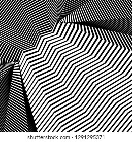 Abstract Vector Background of Waves, Line Stripes Irregular Wave Background, Abstract Minimal Design, Stylized Flowing Water 3d Illusion, Graphic Line Art